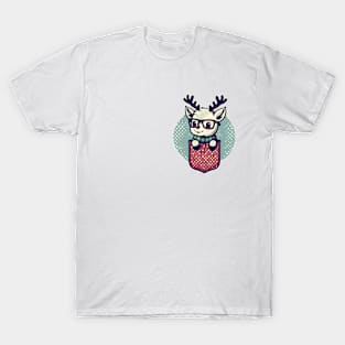 Kawaii christmas reindeer in pocket T-Shirt